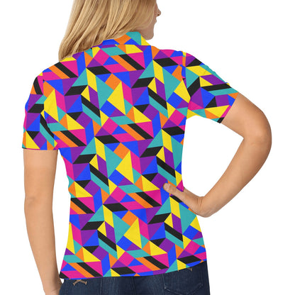 90s Colorful Pattern Print Design 1 Women's Polo Shirt