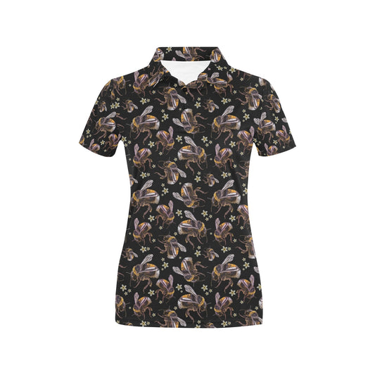 Bee Pattern Print Design 04 Women's Polo Shirt