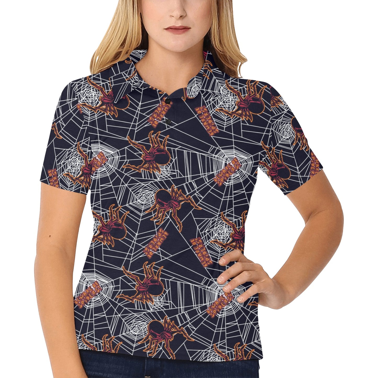 Tarantula Spiderwebs Pattern Print Design 01 Women's Polo Shirt