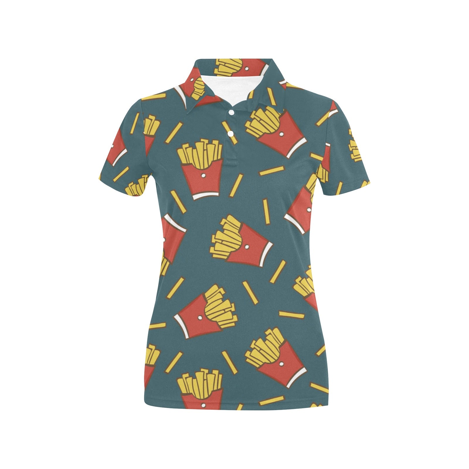 French Fried Pattern Print Design 03 Women's Polo Shirt