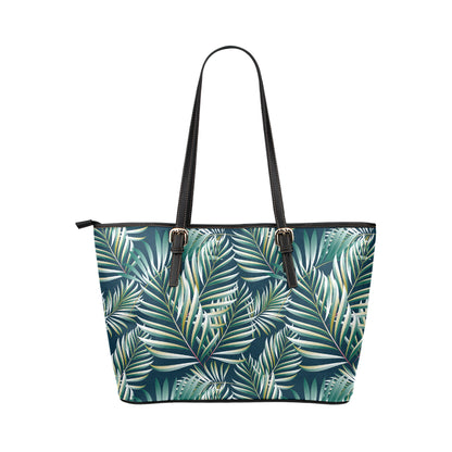 Sun Spot Tropical Palm Leaves hower Curtain Leather Tote Bag
