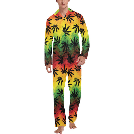Rasta Pattern Print Design A02 Men's Long Pajama Set