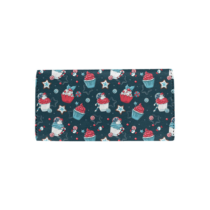 Cupcake Pattern Print Design 03 Women's Trifold Wallet