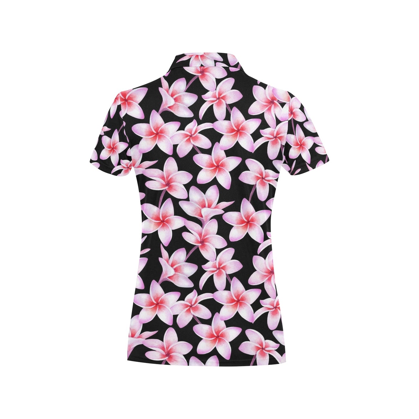 Pink Plumeria Pattern Print Design PM09 Women's Polo Shirt