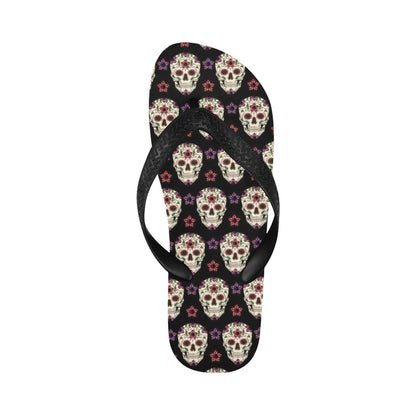 Sugar Skull Print Design LKS304 Flip Flops