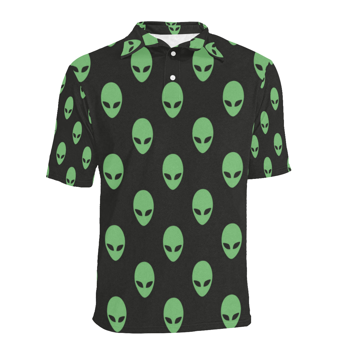 Alien Green Neon Pattern Print Design 01 Men Polo Shirt