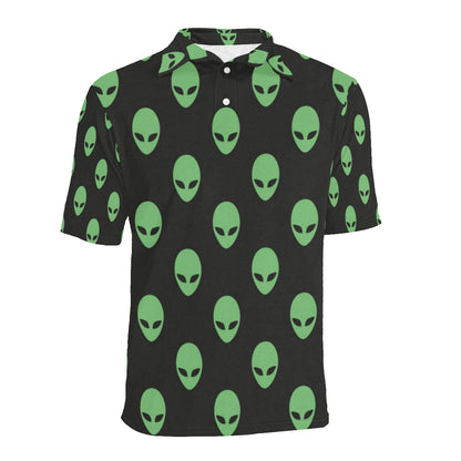 Alien Green Neon Pattern Print Design 01 Men Polo Shirt