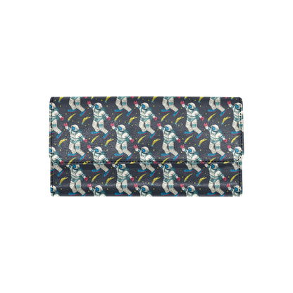 Astronaut Pattern Print Design 04 Women's Trifold Wallet