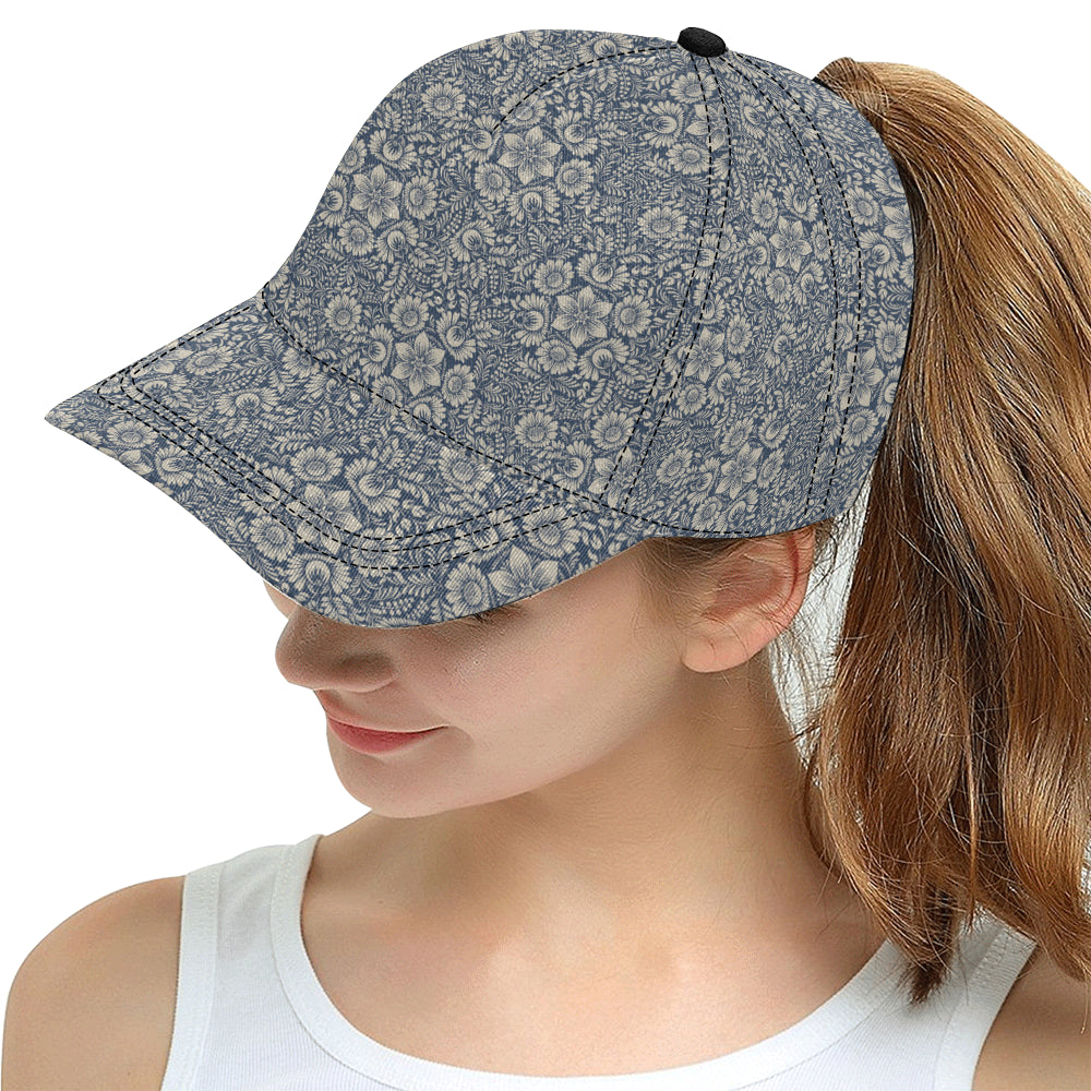 Elegant Floral Print Pattern Snapback Cap