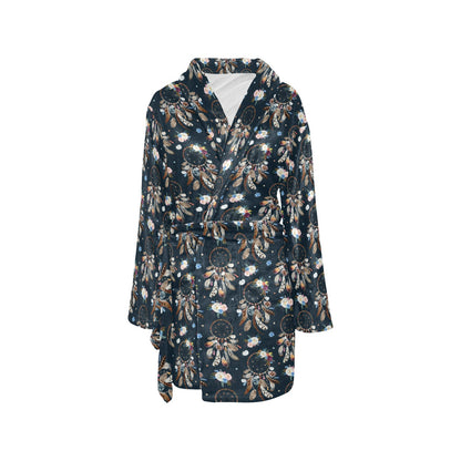 Dream Catcher Boho Floral Style Women's Fleece Robe