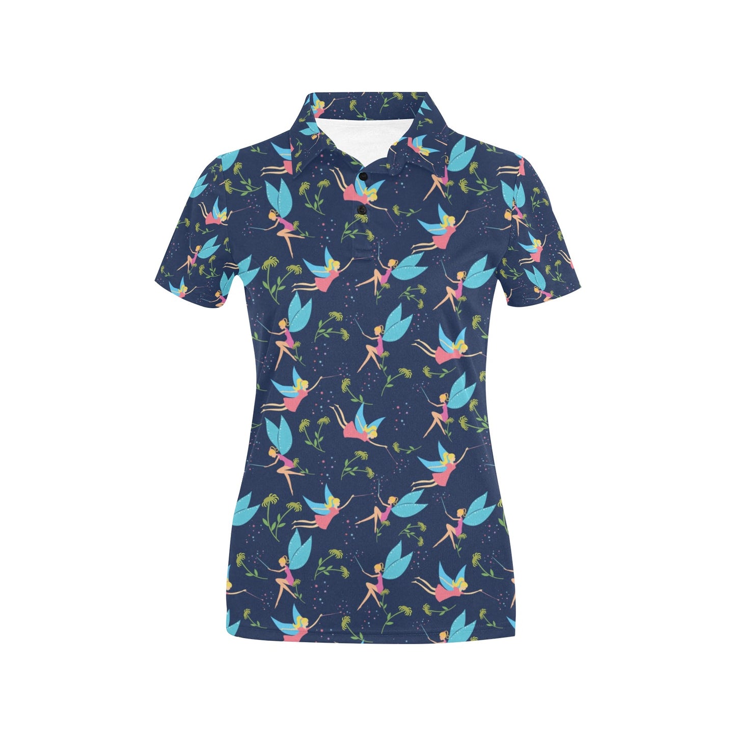 Fairy with flower Print Pattern Women's Polo Shirt
