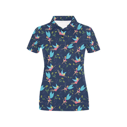Fairy with flower Print Pattern Women's Polo Shirt