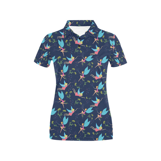 Fairy with flower Print Pattern Women's Polo Shirt
