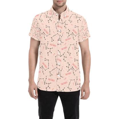 Sagittarius Star Print Design LKS302 Men Short Sleeve Button Up Shirt
