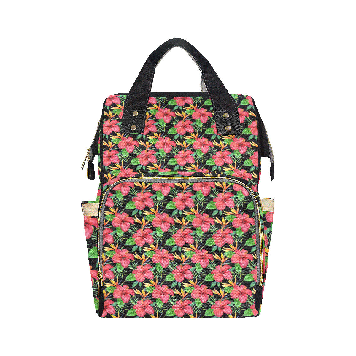 Red Hibiscus Pattern Print Design HB07 Diaper Bag Backpack