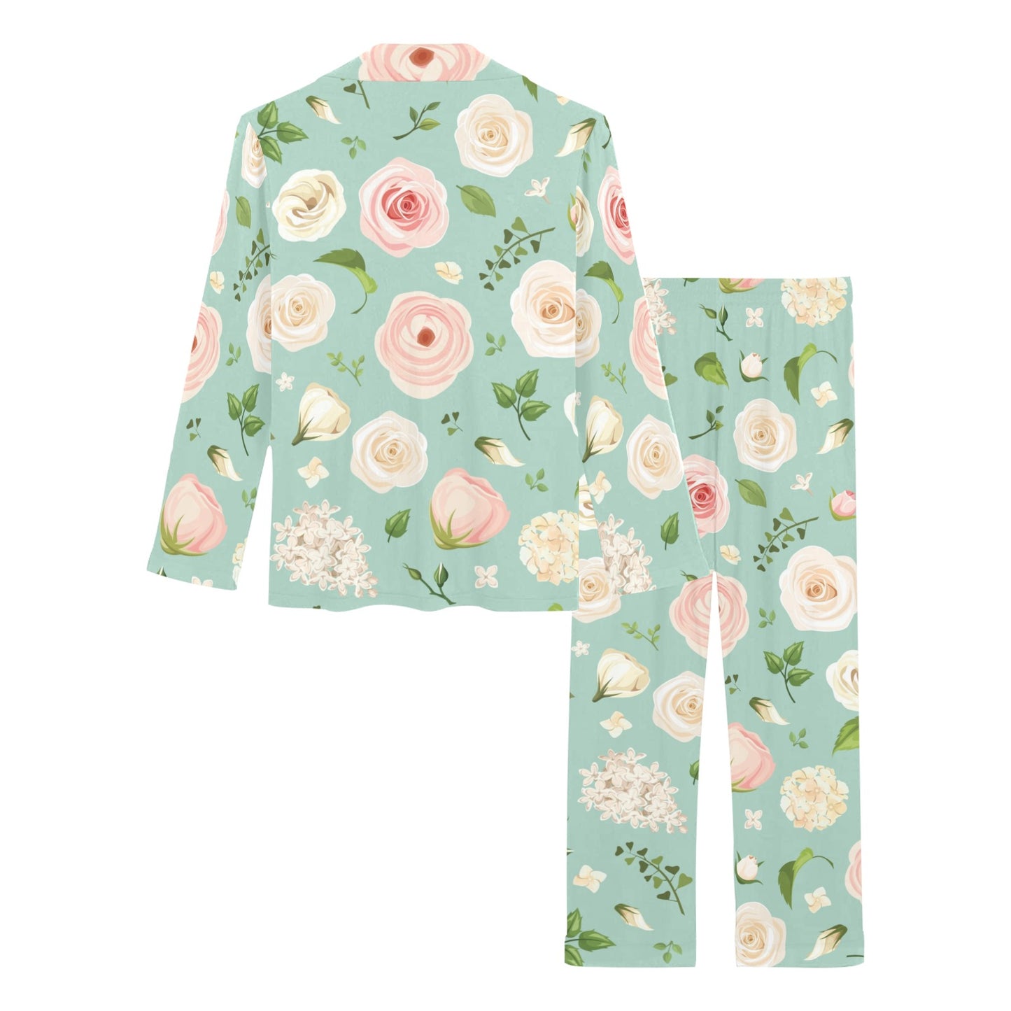 Lisianthus Pattern Print Design 01 Women's Long Pajama Set