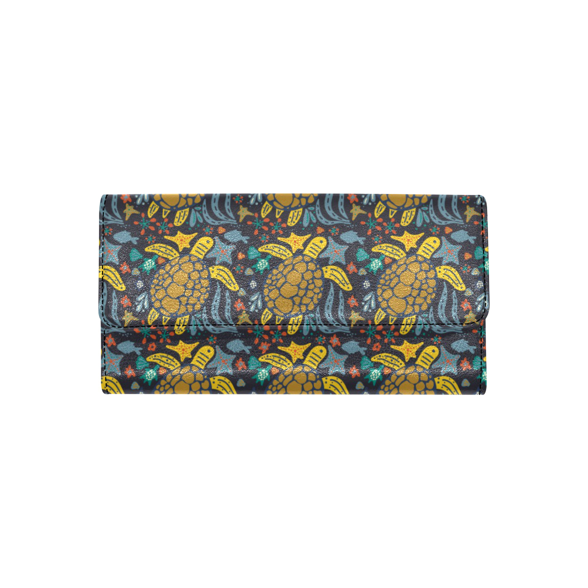 Sea Turtle Pattern Print Design T03 Women's Trifold Wallet