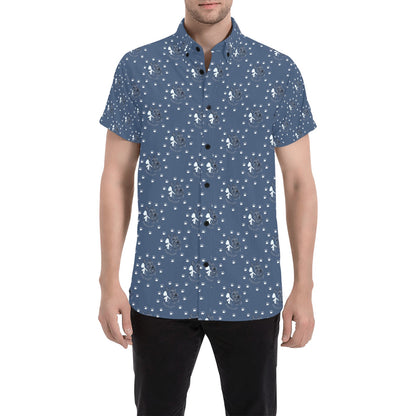 Scottish Terriers Print Design LKS307 Men Short Sleeve Button Up Shirt