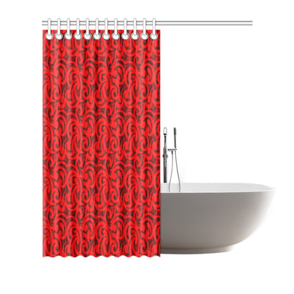 Maori Red Themed Design Print Shower Curtain