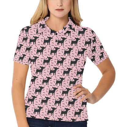 Chihuahua Pink Print Pattern Women's Polo Shirt