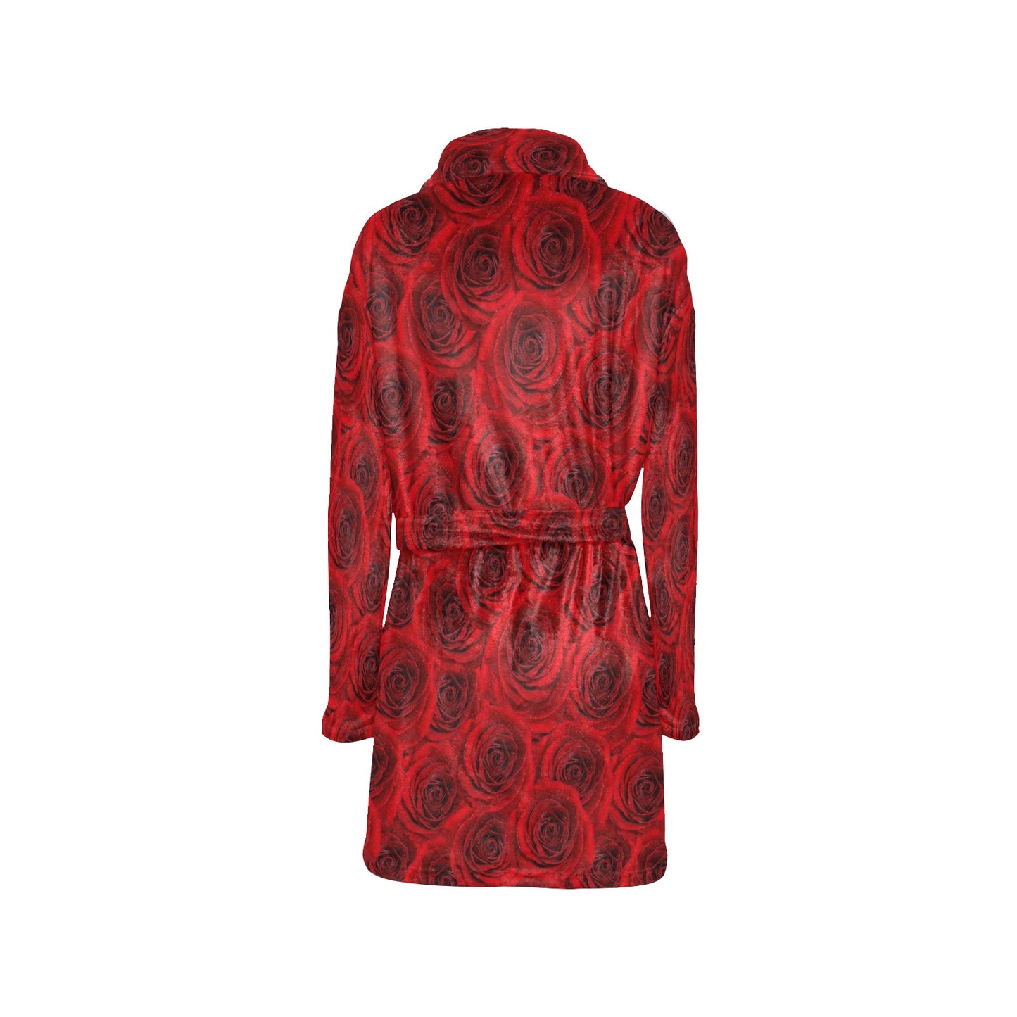 Rose Red Pattern Print Design RO04 Women's Fleece Robe