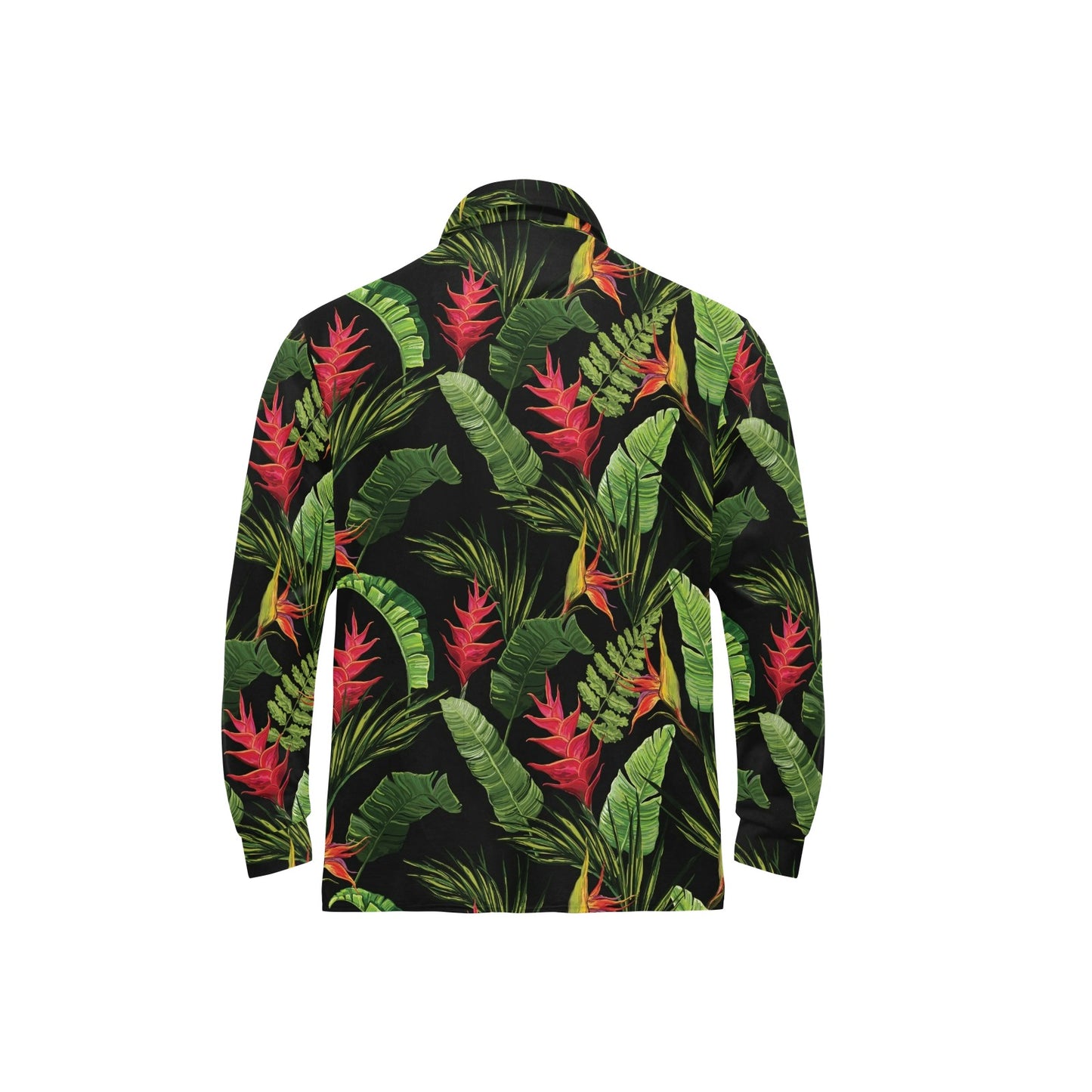 Bird Of Paradise Pattern Print Design BOP010 Long Sleeve Polo Shirt For Men's