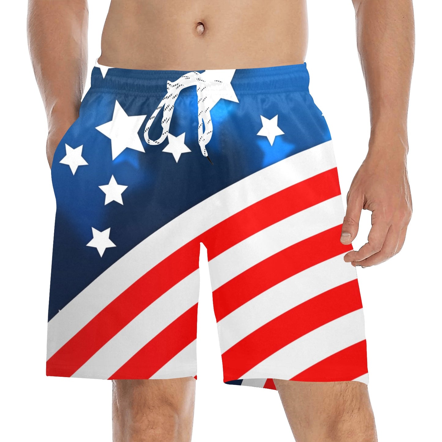 American flag Style Men's Swim Trunks Beach Shorts