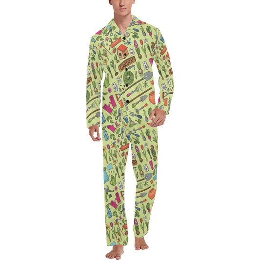 Gardening Pattern Print Design G02 Men's Long Pajama Set