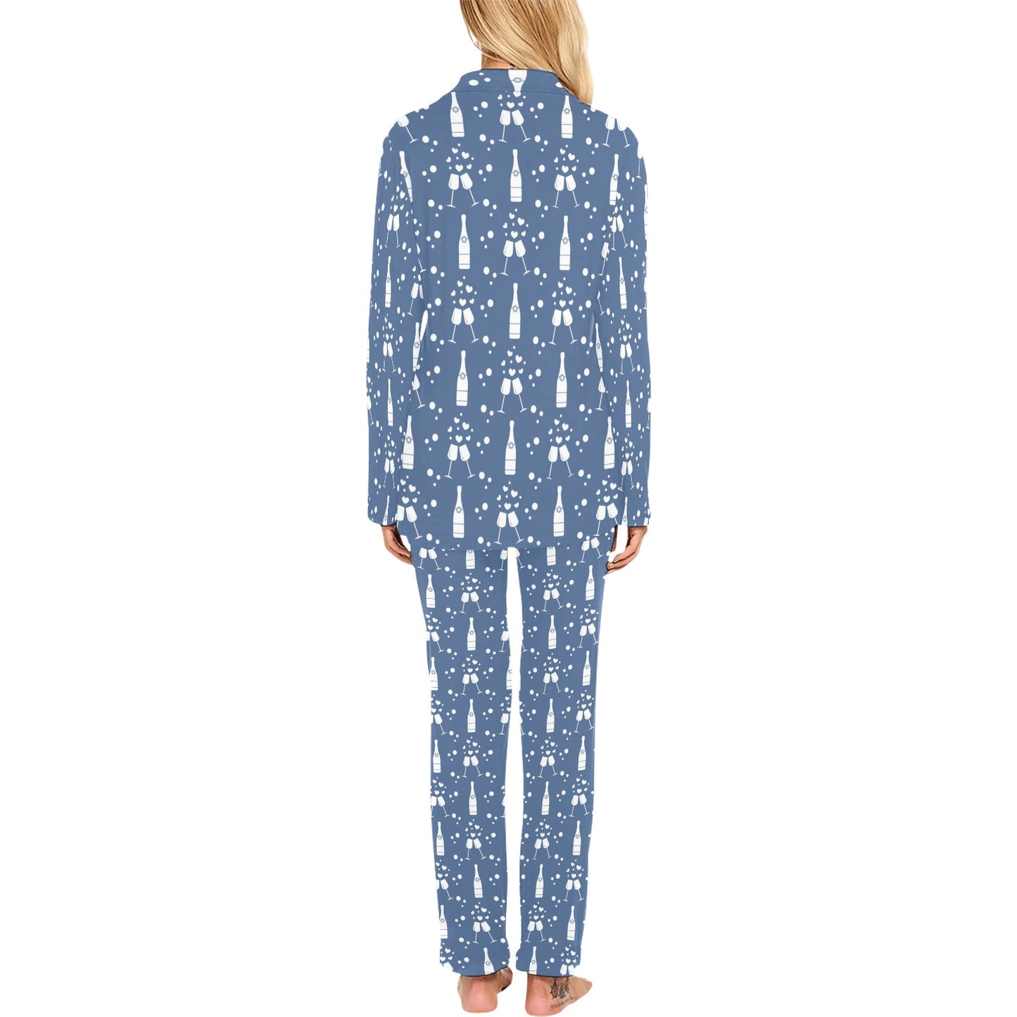 Champagne Pattern Print Design 05 Women's Long Pajama Set