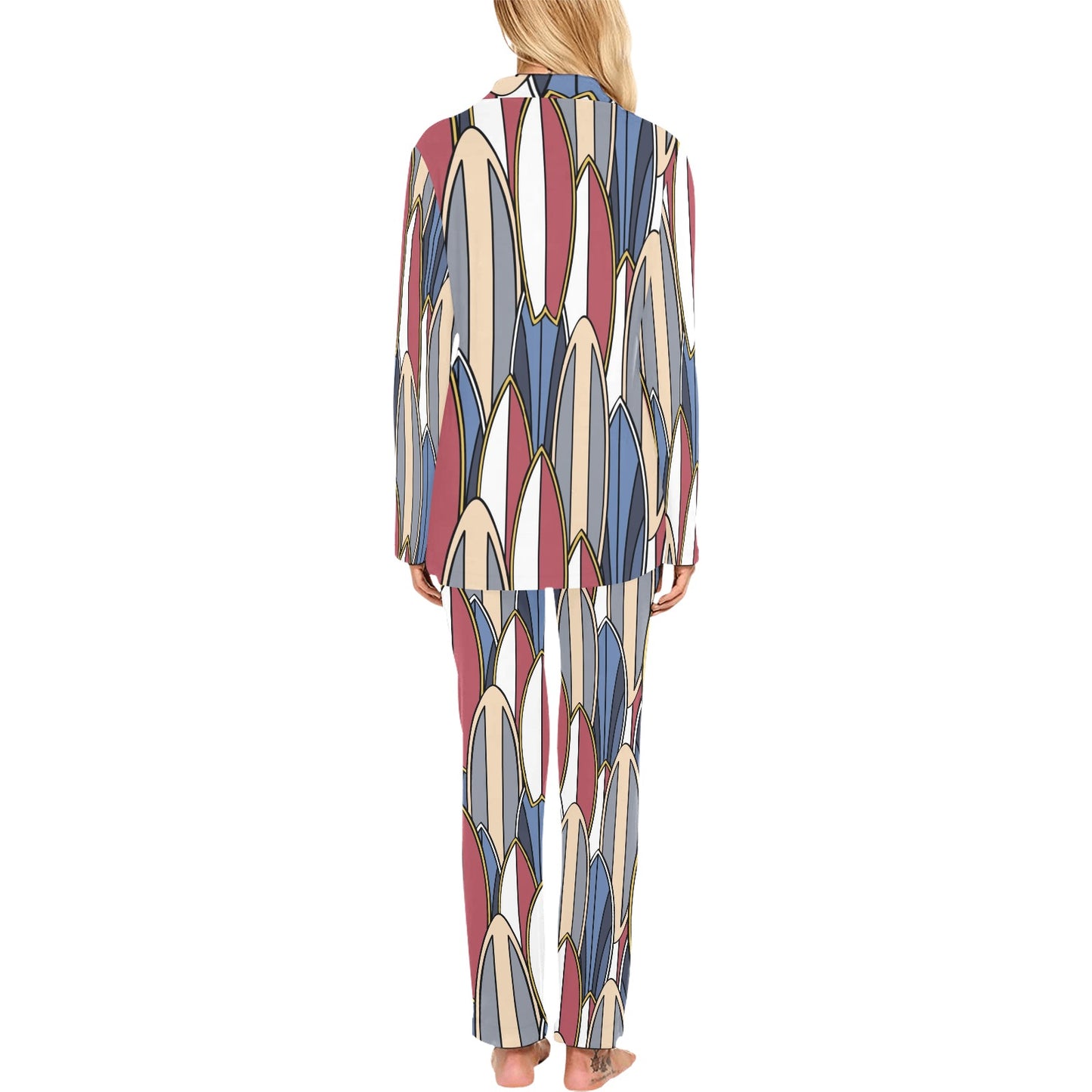 Surf board Pattern Women's Long Pajama Set