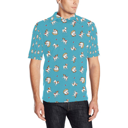 Russell Terriers Playing Print Design LKS305 Men Polo Shirt