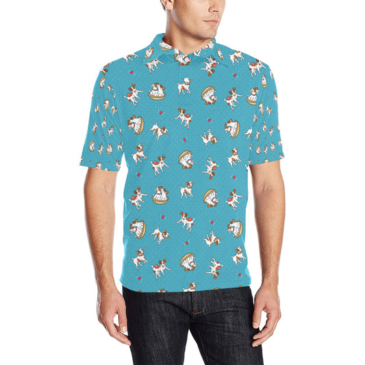 Russell Terriers Playing Print Design LKS305 Men Polo Shirt