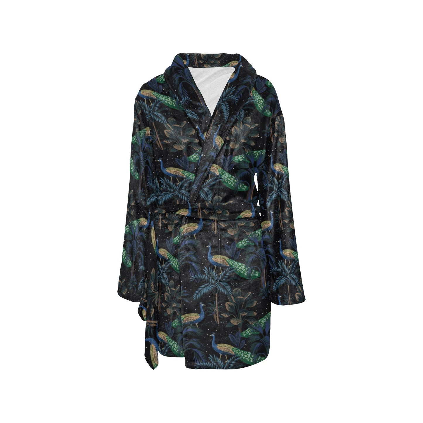 Rainforest Peacock Pattern Print Design A04 Women's Fleece Robe