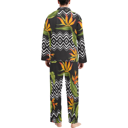 Bird Of Paradise Pattern Print Design BOP07 Men's Long Pajama Set