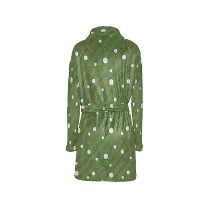 Baseball Pattern Print Design 02 Women's Fleece Robe