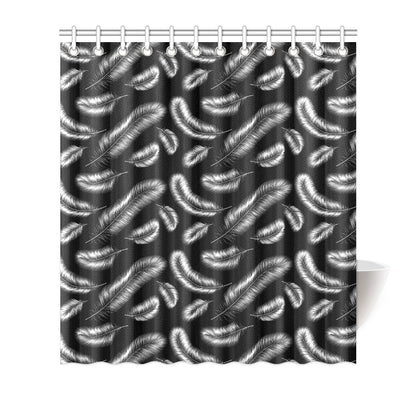 Feather Black White Design Print Shower Curtain
