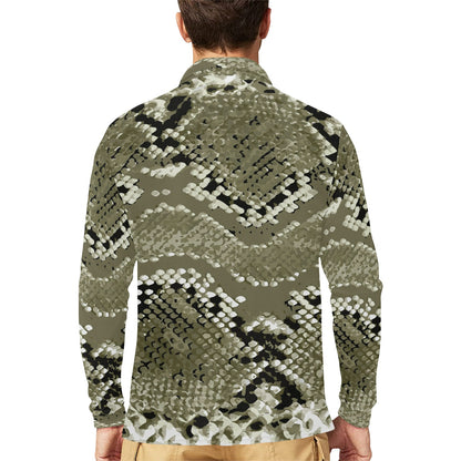 Python Pattern Print Design A04 Long Sleeve Polo Shirt For Men's