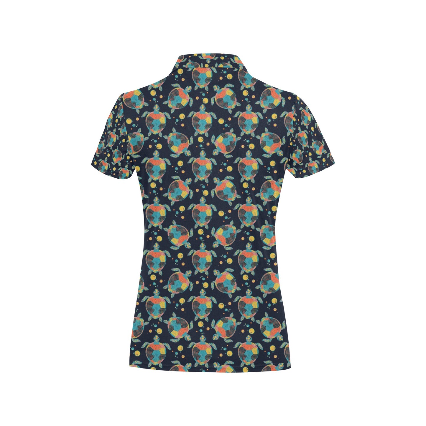 Sea Turtle Colorful with bubble Print Women's Polo Shirt