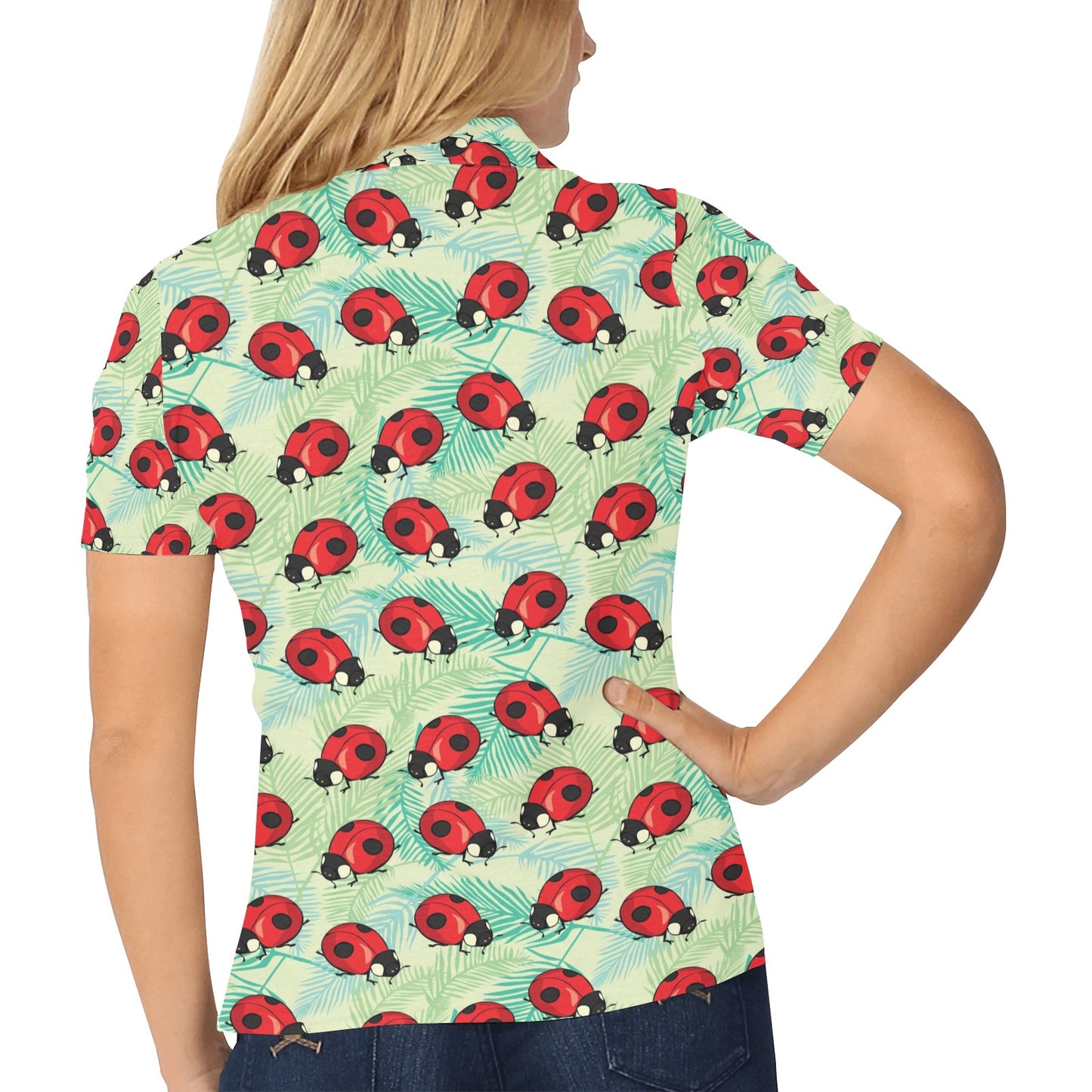 Ladybug Cute Print Pattern Women's Polo Shirt