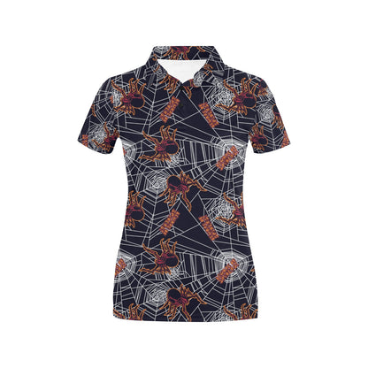 Tarantula Spiderwebs Pattern Print Design 01 Women's Polo Shirt