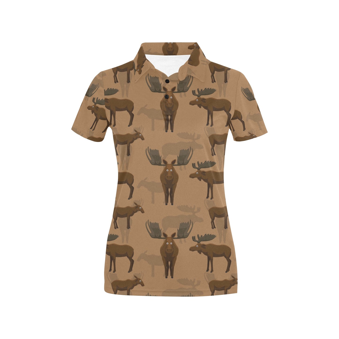 Moose Pattern Print Design 03 Women's Polo Shirt