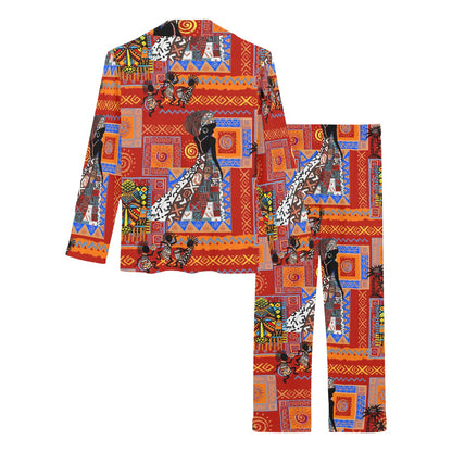 African Print Pattern Women's Long Pajama Set