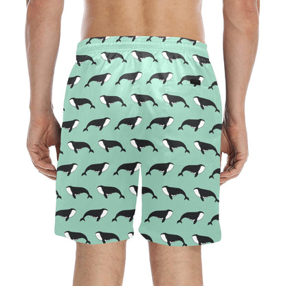 Whale Print Design LKS307 Men's Swim Trunks Beach Shorts