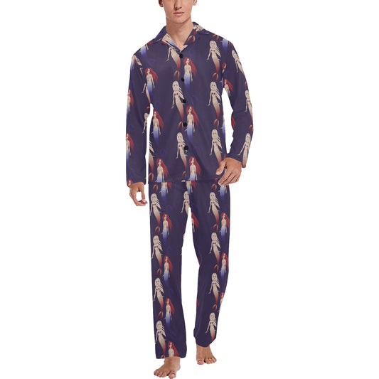 Mermaid Pattern Print Design 02 Men's Long Pajama Set