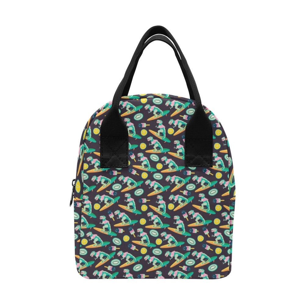 Surfboard T Rex Print Design LKS301 Insulated Lunch Bag