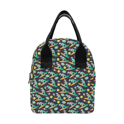 Surfboard T Rex Print Design LKS301 Insulated Lunch Bag