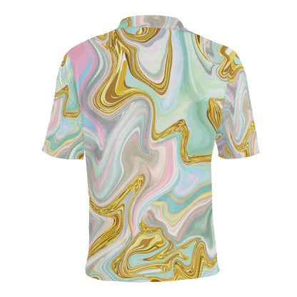 Gold Sweet Marble Men Polo Shirt