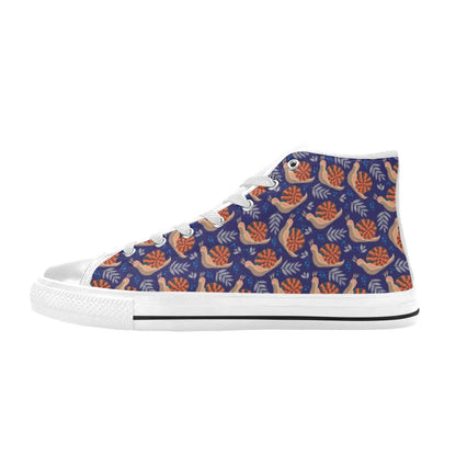 Snail Print Design LKS401 Men's High Top Canvas Shoes
