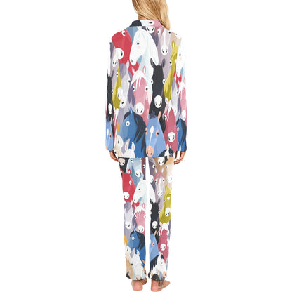 Colorful Horse Pattern Women's Long Pajama Set