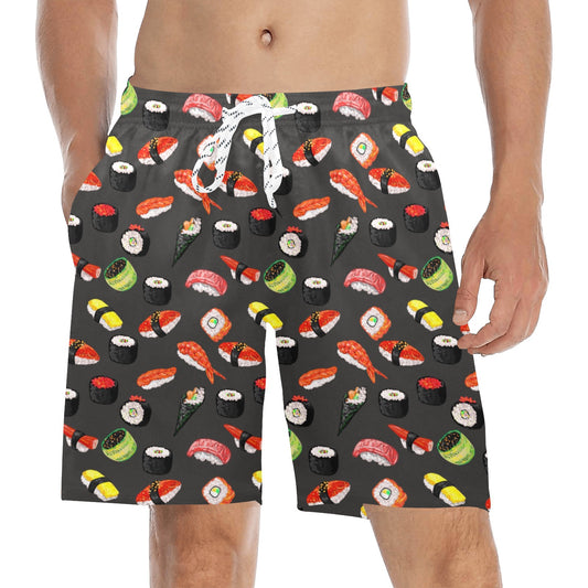 Sushi Design Print Men's Swim Trunks Beach Shorts